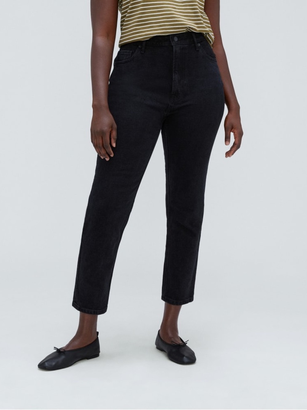 🆕 NWT Everlane Curvy Cheeky Black Cropped High-Rise Straight Jeans Organic sz35